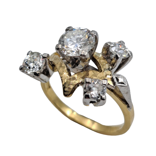 Ladies 18ct Yellow Gold Cluster Diamond Ring TW 1.64cts