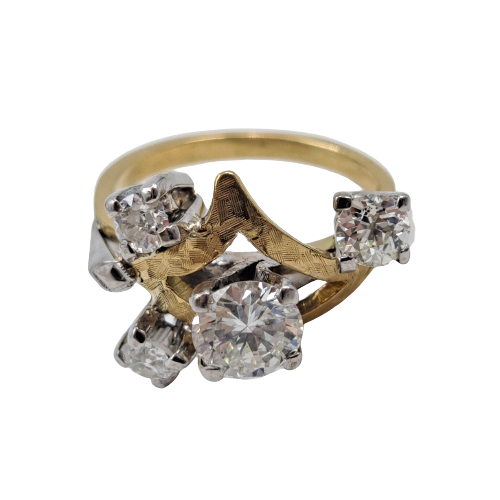 Ladies 18ct Yellow Gold Cluster Diamond Ring TW 1.64cts
