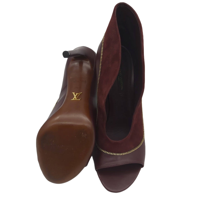 Louis Vuitton Ladies Heels Burgundy Size 36 1/2 With Box